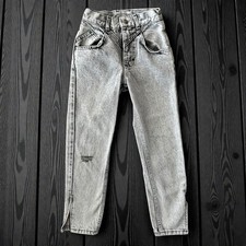 Vintage Lee High-Waisted Acid Wash Jeans Girls Size 10 Slim   Zip Hem USA Made