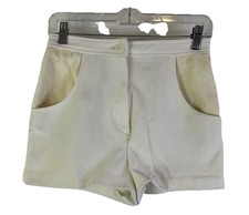 Vintage 70s Womens Small White Terry Cloth Contrast Mini Shorts Preppy