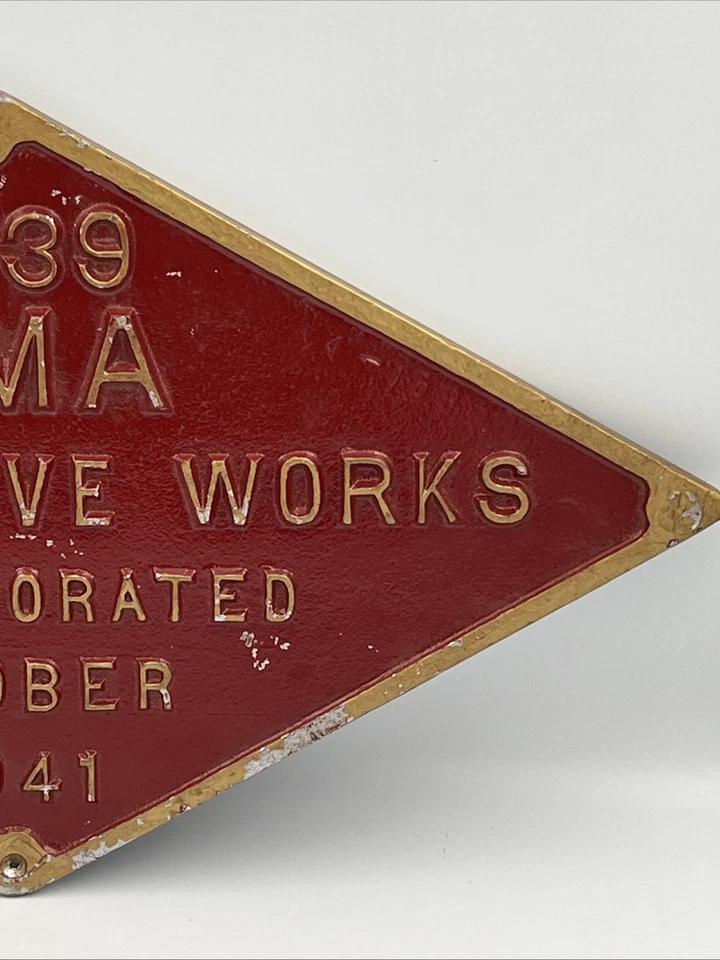 "Lima Locomotive Works 7839 octubre 1941 placa de diamante MSU Railroad Club 16"" X 9""" Foto 4 de 4