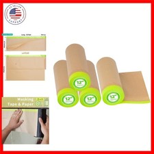 Pre-Taped Masking Paper for Painting - 12 inch x 50 feet Tape and Drape Paint...