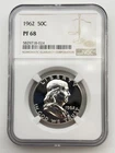 1962 Proof Franklin Half Dollar 50C NGC PF68 PR68 Silver US Coin BM1
