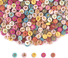 1000PCS Colourful Letter Beads for Threading, 4 x 7 MM Acrylic Round Beads for J