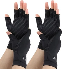2 Pairs Compression Gloves for Women and Men – Copper X-Large (2 Pair), Black 