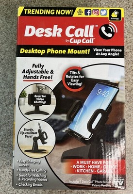 Desk Call by Cup Call Desktop Phone Mount Black Color Adjustable Easy to Charge 