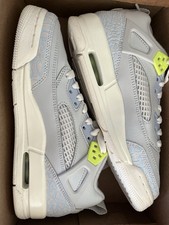 Jordan Spizike Light Gray White Low Top Leather Sneakers Neon Yellow Accents