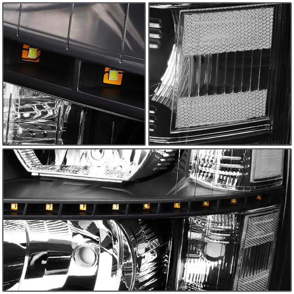 [LED DRL] 07-14 Chevy Silverado 1500 2500 3500 HD faros negros/claros Foto 4 de 4