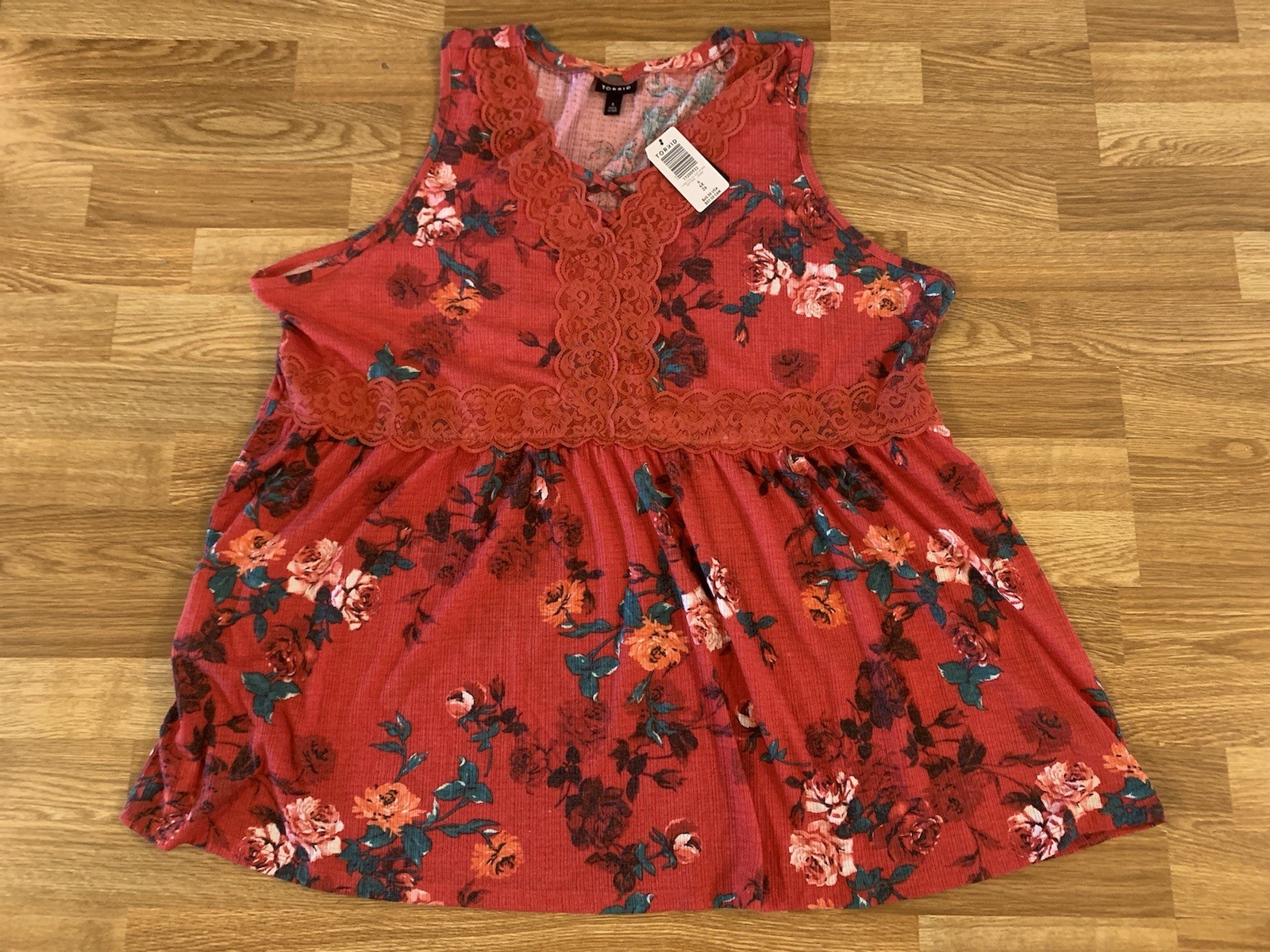 NWT Torrid Red Floral Flower Print Tank Top Women's Size 4X High Waist