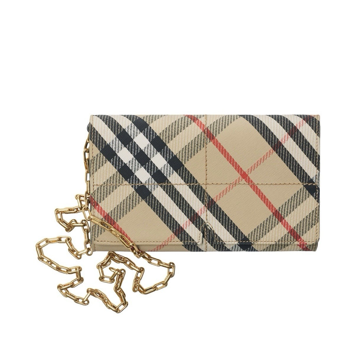 BURBERRY Check Snip Chain Strap Wallet,Shoulde Bag,Handbag,Logo,Purse,Clutch,NWT