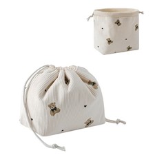 Aesthetic Corduroy Drawstring Makeup Bag, Cute Coquette Drawstring Cosmetic B...