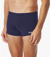 TYR Durafast Elite Solid Square Leg Swimsuit Men Size 28 Navy