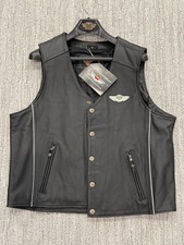 Harley Davidson Men 100th Anniversary Leather Vest Black XL Rare Vintage