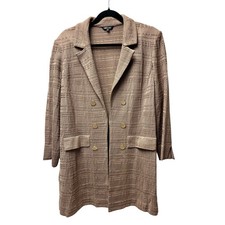 Misook Knit XL Tan Jacket Blazer Longline Old Money Corporate Chic Elegance Work