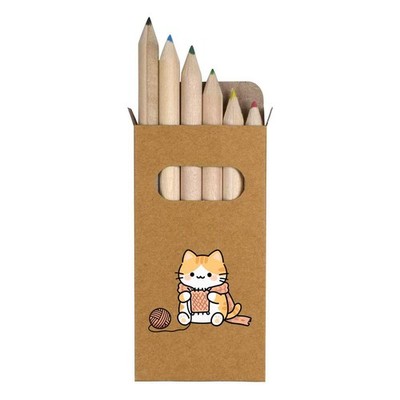 6 x ''Katzen Strickschal'' kurze 85 mm Bleistifte / Buntstift Set (PE00090618)