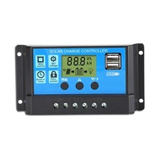 30A Solar Panel Battery Charge Controller 12V/24V LCD Regulator Auto Dual USB US