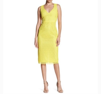 Diane Von Furstenberg Lace Macramé Yellow Dress Size 6 NWT