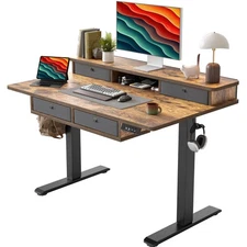 48 * 28 Inch Standing Desk with Four Drawers, Sit Stand Table, Stand Up Desk ...
