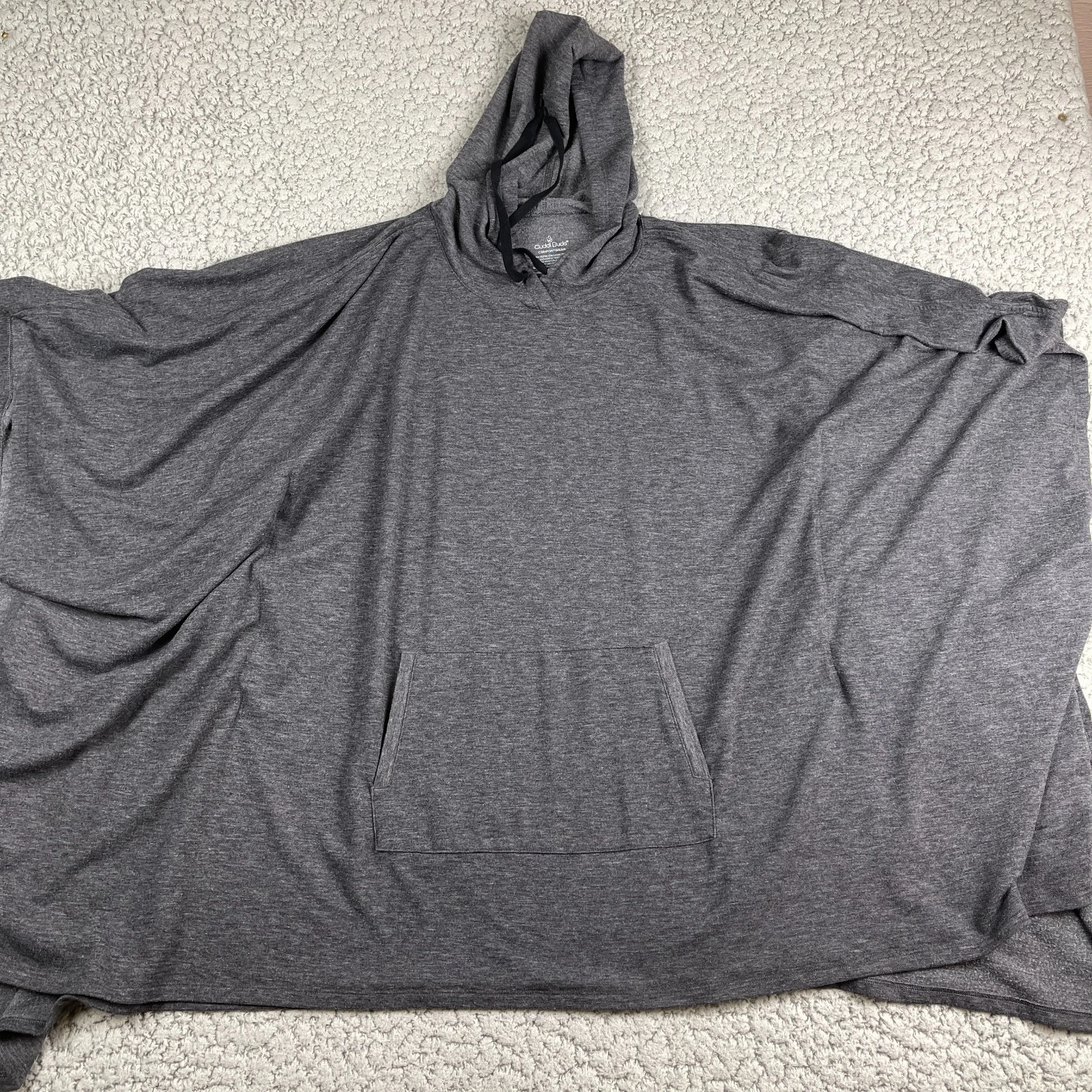 Cuddl Duds Comfortwear Poncho with Hood Women's S/M Gray French Terry Hi Low
