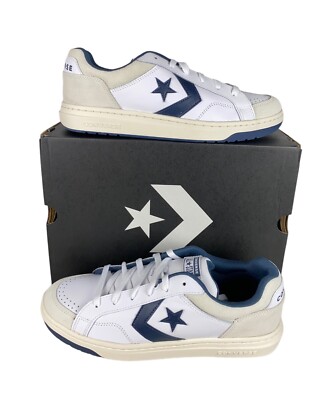 NEW Converse Pro Blaze Classic Ox Leather White Navy Shoes Mens Size 9.5 A10124C