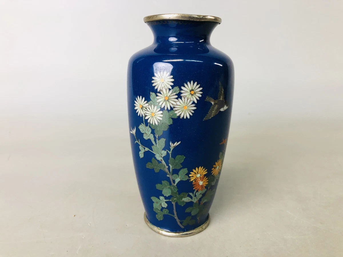 蓝色日本古董花瓶| eBay