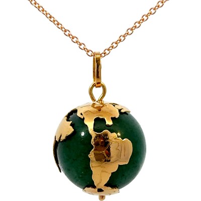 18K Rose Gold Globe Pendant Necklace 16 Inches J306
