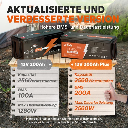 LiTime 12V 200Ah PLUS LiFePO4 Batterie Lithium 200A BMS pour Bateau Solaire Marine - Photo 4/9
