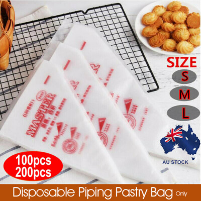 100/200X Plastic Disposable Piping Bags Cake Decor Icing Frosting Piping  Nozzles Australia