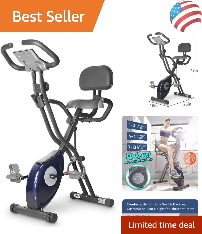 Foldable Exercise Bike Magnetic Resistance LCD Monitor Heart