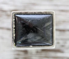 VINTAGE JAY KINGS DTR MINE FINDS GOLD SHEEN OBSIDIAN STERLING SILVER 925 RING 7