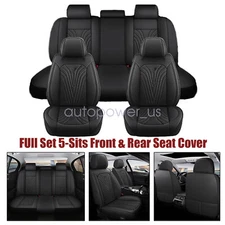 For Cadillac Escalade 2007-2014 Driver & Passenger Bottom & Top Seat Cover Black