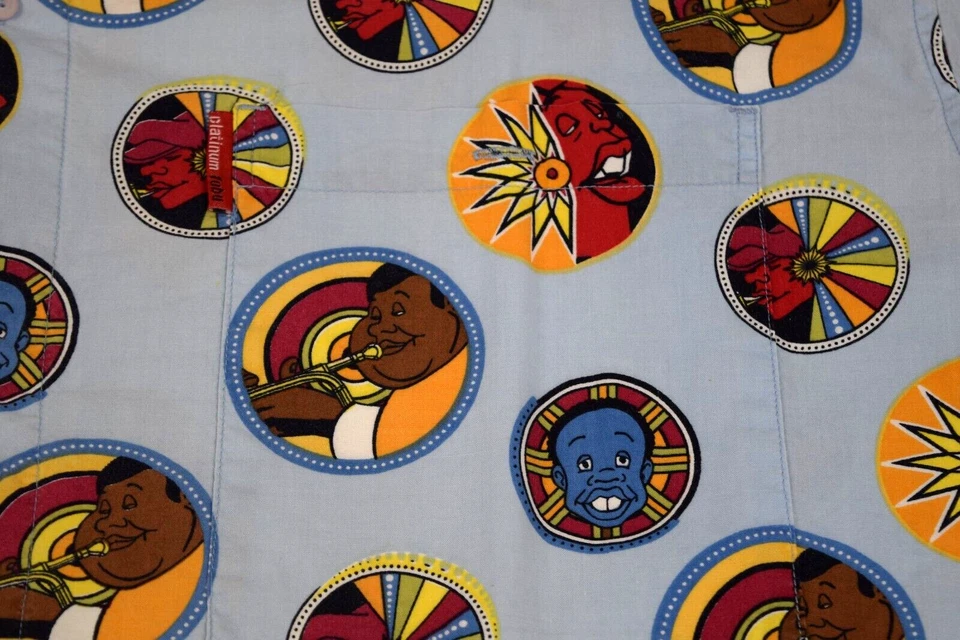 Camisa informal vintage platino FUBU talla XL 00s Fat Albert Friends estampado integral Foto 3 de 4