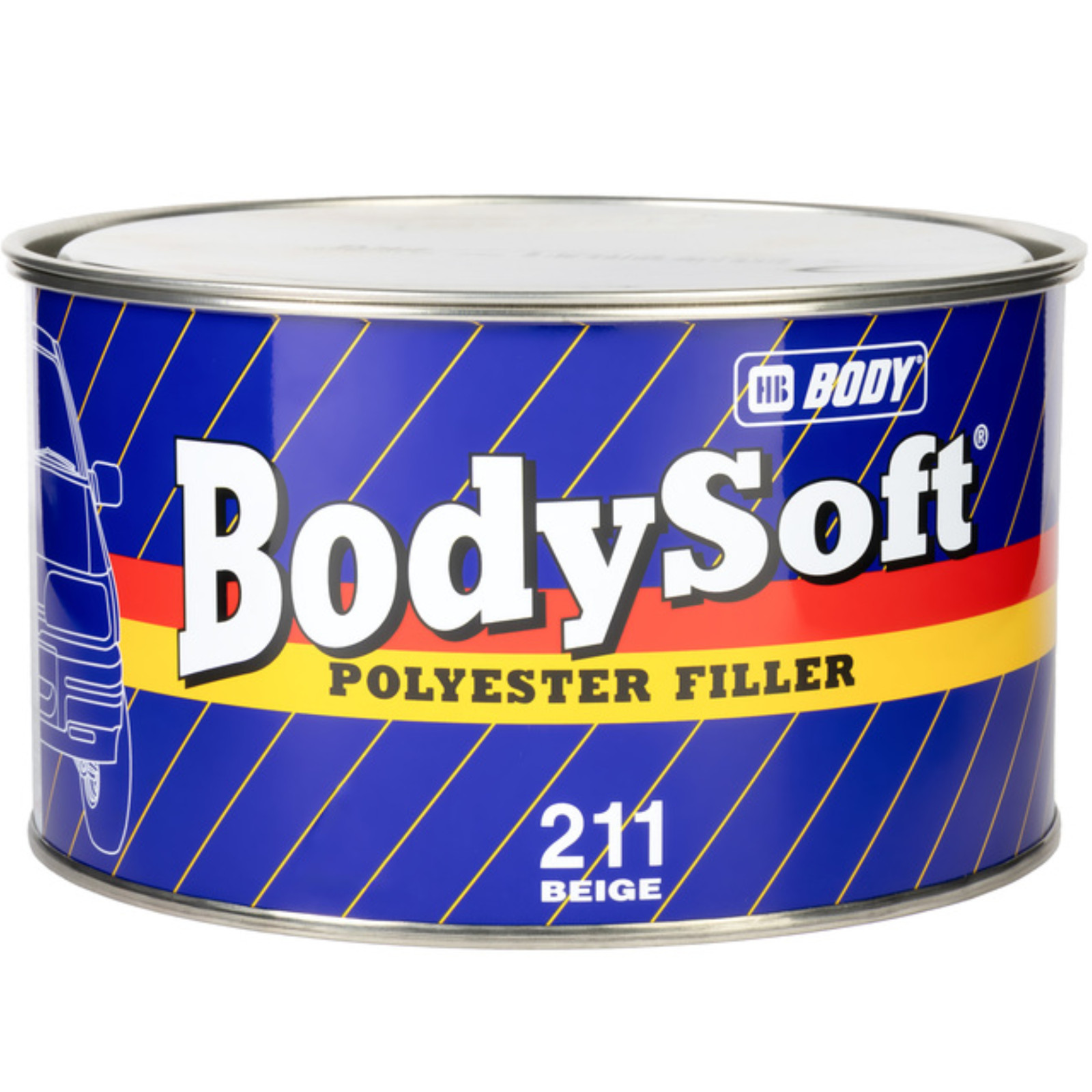 HB BODY Bodysoft 2k Polyester Filler Fast Drying Wood Metal Surfaces Beige 2 kg