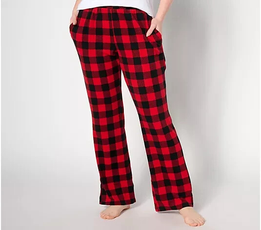 MUK LUKS Thermal Fleece Straight-Leg Lounge Pant-Red Buffalo Check-2X  A625609