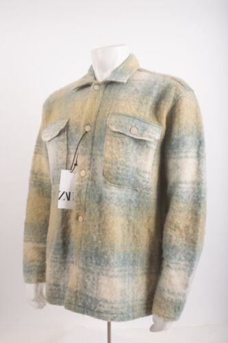 Zara Mens Shacket Jacket Blue Button Down Blue green XL X-Large 7545/527 NWT - Picture 3 of 6