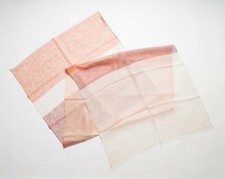 Luciano Barbera Burgundy Orange Ivory Linen Silk Blend Fringe Scarf 80 x 30