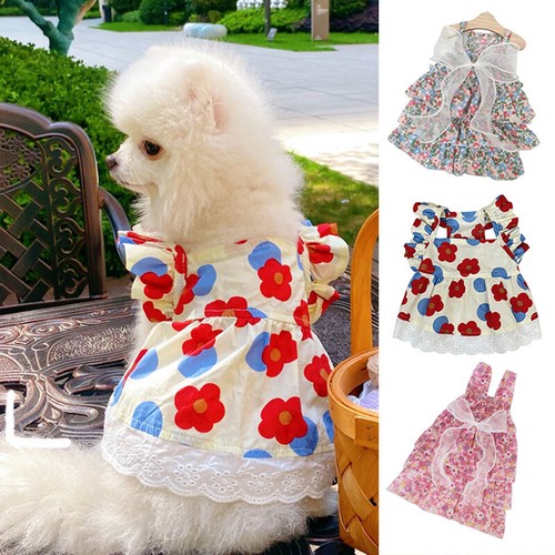 Haustier Blumenmuster Rock Prinzessin Stil Baumwolle Strumpfhalter Hund Netz H v