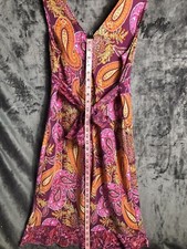 Giorgio Fiorline Womans Dress Purple Orange V-neck Sleeveless Tie Back Ruffle16