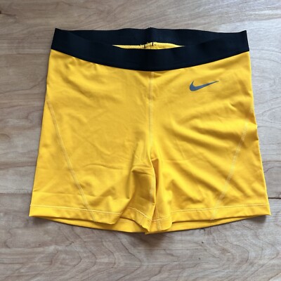 Nike Pro Sz L 5  Shorts Dri-Fit Compression Women's Yellow Tights 924156-739