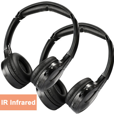 2 Packs IR Infrared Wireless Car Headphones Stereo Headset for DVD Player D1J6