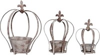 Esschert Design Usa Am01 Aged Metal Crown Planter, Set Of 3, New, Free Shipping on sale Esschert Design Usa Am01 Aged Metal Crown Planter, Set Of 3, New, Free Shipping on sale