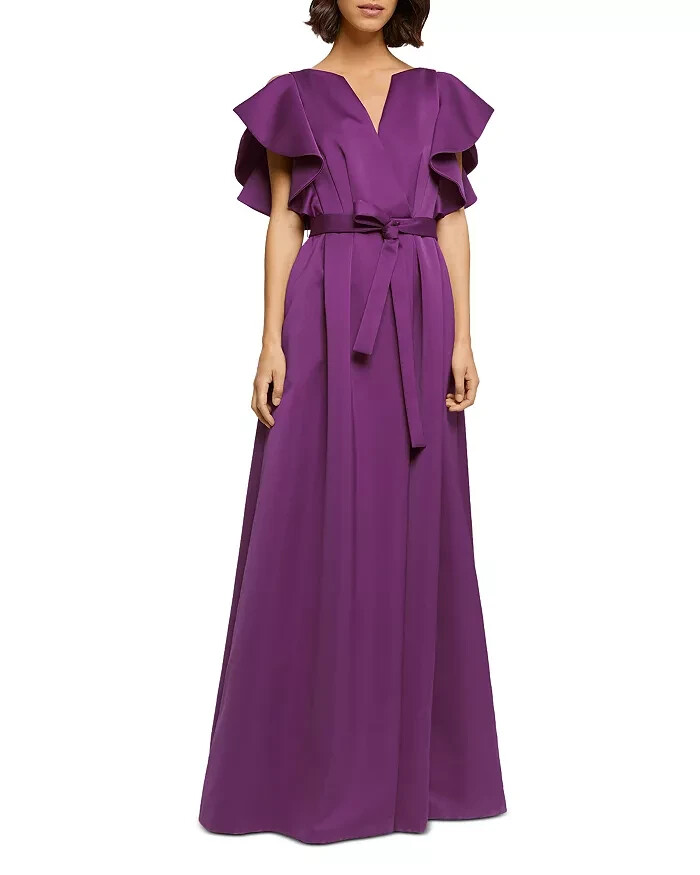 paule ka evening dresses Paule Ka Black and Beige Long Dress in Crepe And Silk