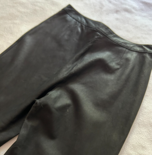 Yansi Fugel Women's Black Suede Leather Straight Leg Pants, Size 8 - Picture 7 of 15