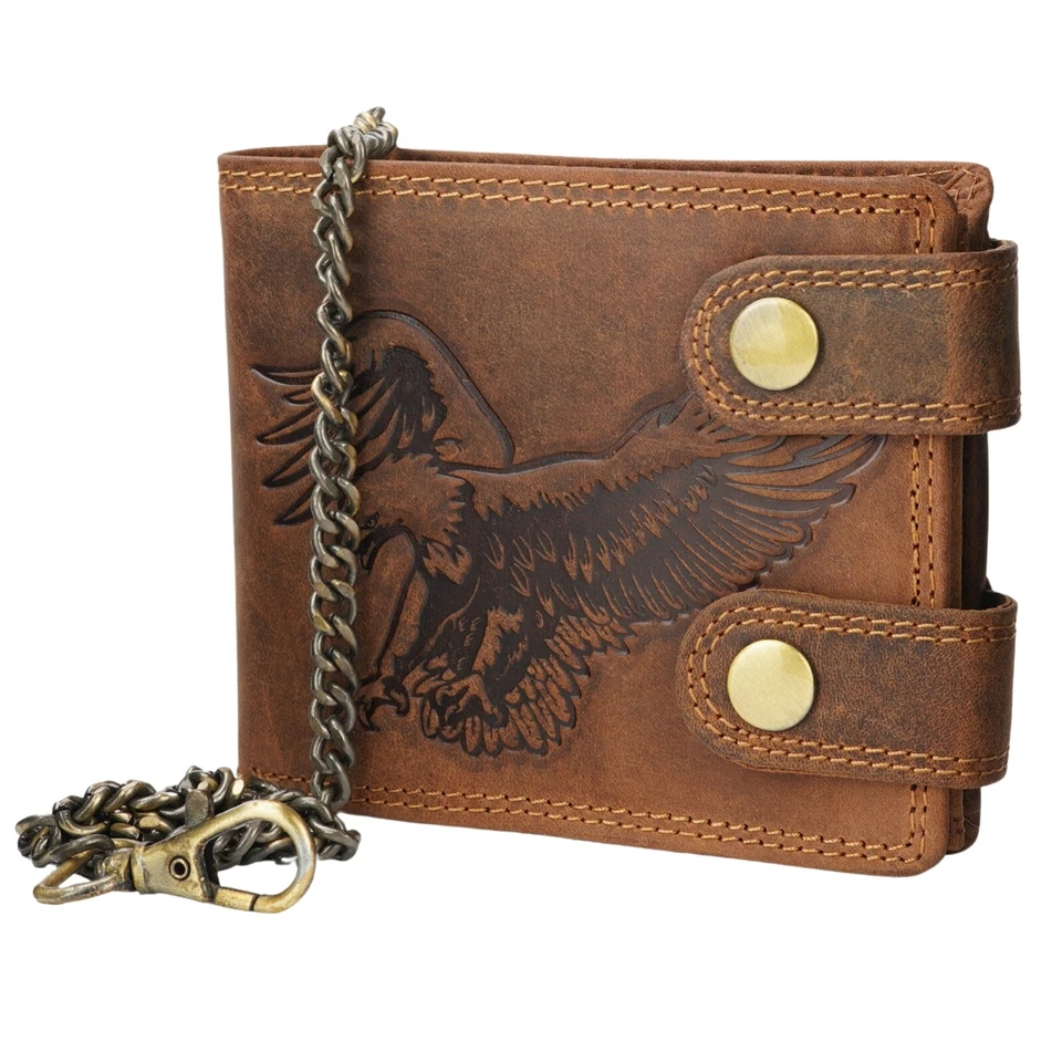 MANZA Vintage Geldbörse Geldbeutel Portemonnaie Herren Adler Design RFID Echt Leder