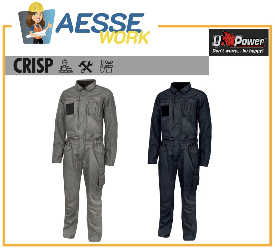U Power Tuta Intera Da Lavoro multitasche UPOWER CRISP per meccanici, industria