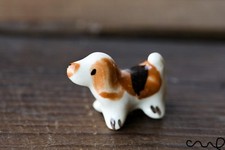 Hand Painted Ceramic Tiny Brown Dog Cute Figurines Animals Miniature Outdoor 