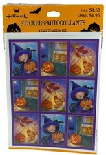 SEALED Vintage Hallmark Halloween Stickers 4 Sheets Girl Trick or Treating Bears