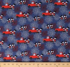 Cotton Mickey and Minnie Mouse Fireworks USA Fabric Print by the Yard D306.43
