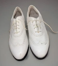 NIKE Golf Shoes Mens 7 Vintage White Leather Waterproof Spikes 90s Wingtip Golf
