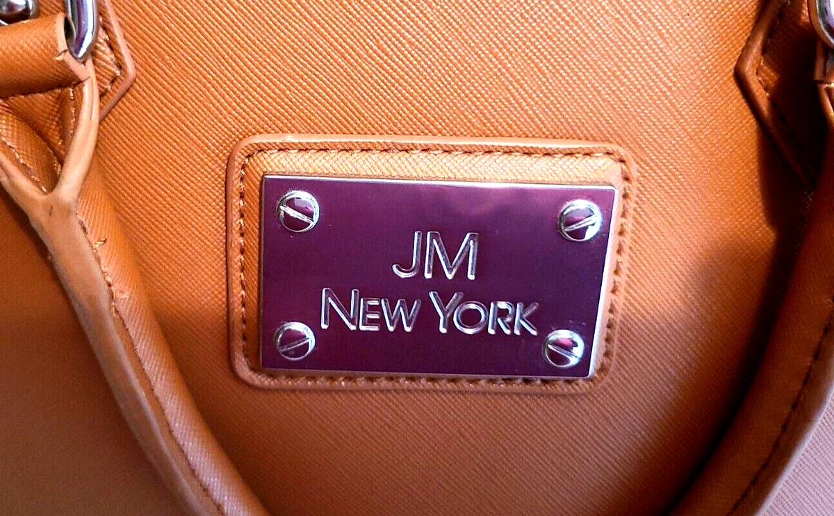 JM New York Lg Tote Shoulder Travel Bag Purse Brown Tan Career Casual Business