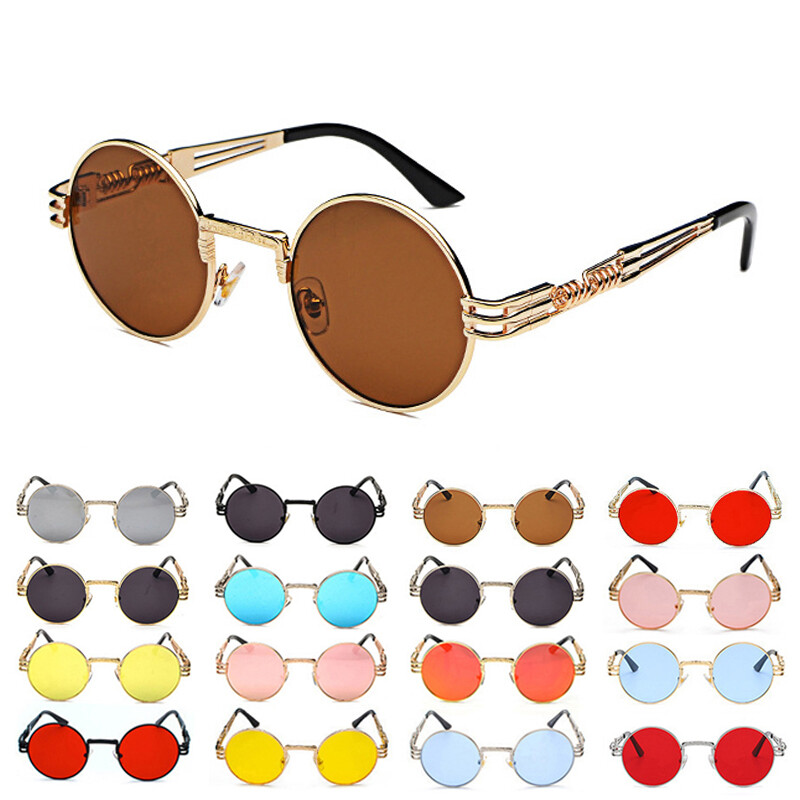 Vintage Round Sunglasses Men Women Fashion 90s Retro Glasses 