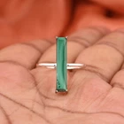 Baguette Silver Ring With Malachite Gemstone Large Gemstone Ring Jewelry